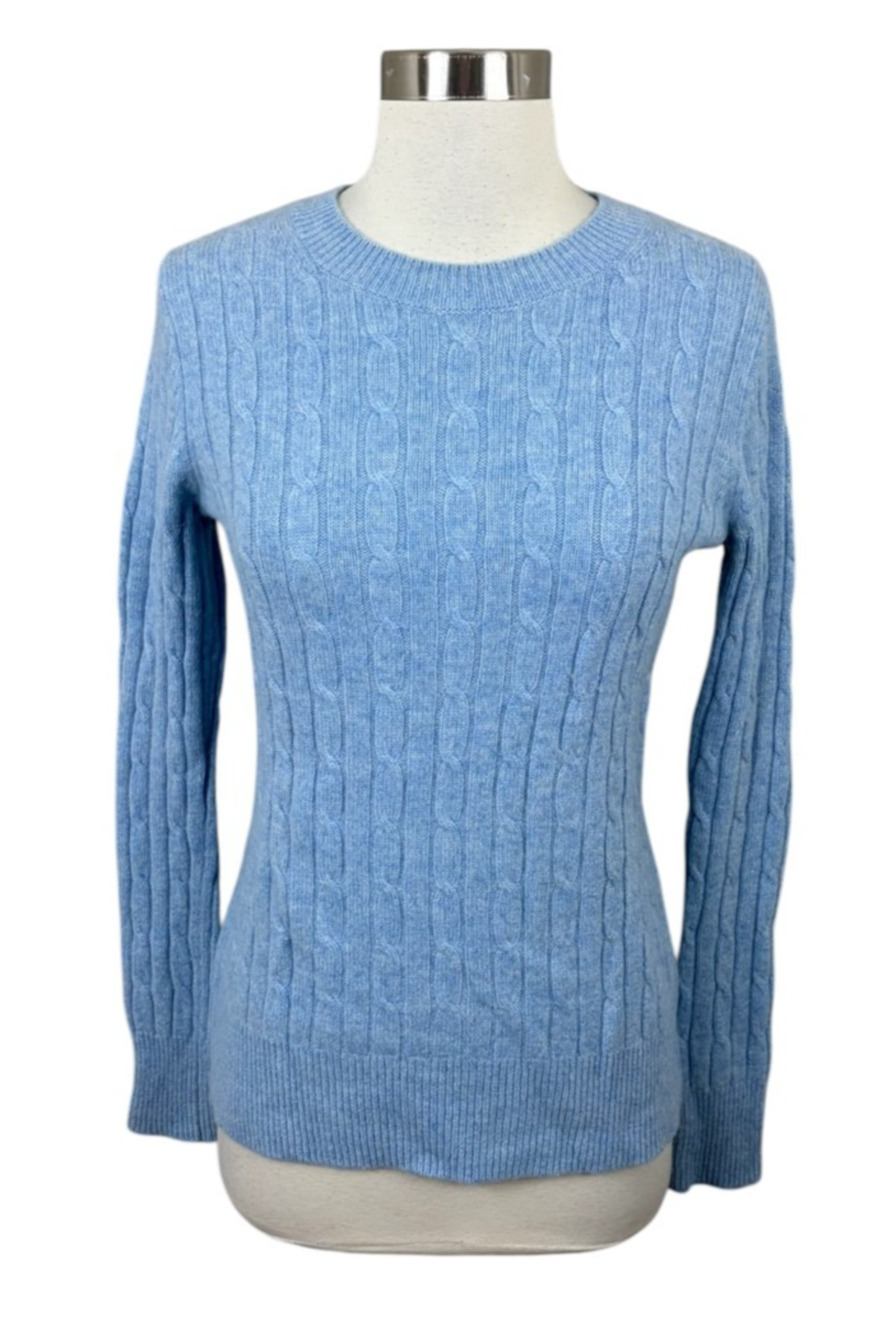 Vineyard Vines 100% Cashmere Cable Knit Crewneck Sweater XXS Light Blue Luxury